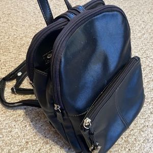 Soft Black Leather Backpack/over shoulder Bag